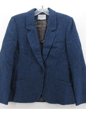 VINTAGE Pendleton Blazer Small Virgin Wool Tweed Micro Plaid Jacket